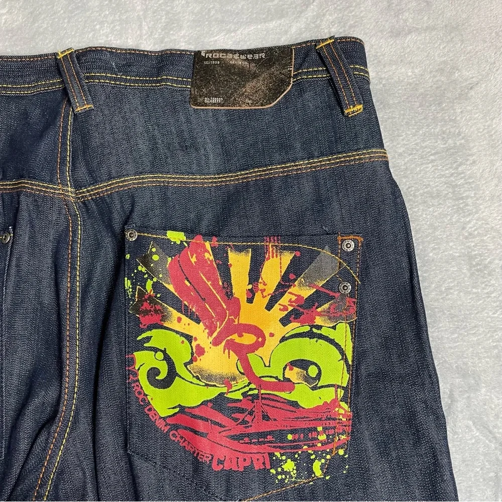 Rocawear Roca Wear Jeans 36 Men’s Painted Pocket Loose Hip Hop‎ Dark